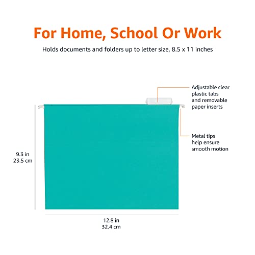 Amazon Basics Hanging File Folders, Letter Size, Aqua, 25Pack Pricepulse