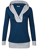 Timeson Womens Long Sleeve Knitted Panel Hooded Casual Sweatshirt (XX-Large, #31 Navy)