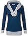 Hooded Tunic Sweatshirt,Timeson Womens Long Sleeve Shawl Collar Sport 2-in-1 Knitted Panel Hooded Casual (Small, Navy)