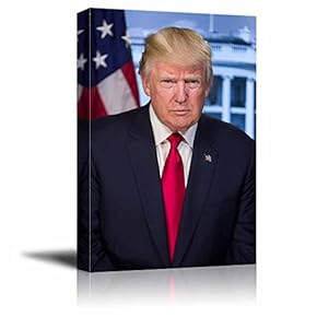 Portrait of Donald Trump (45th President of The United States) - American Presidents Series - Canvas Wall Art Gallery Wrap Ready to Hang - 12x18 inches