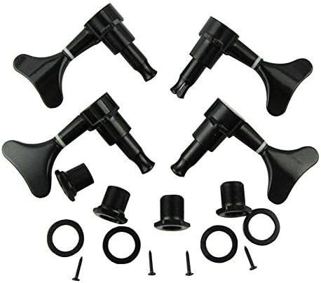 GamutTek Set of 2R2L Sealed Bass Tuning Pegs Keys Machine Head Tuners for Gotoh Style Bass, Black