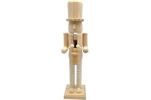 Ztexkee Christmas Nutcracker Figurine - Unfinished Wood DIY Unpainted Nutcracker Soldier Decor - 15 Inch