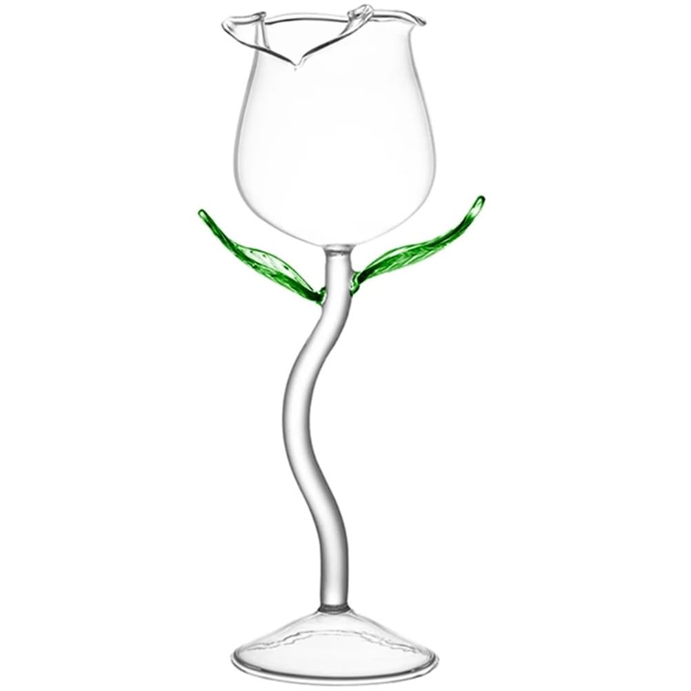 Operitacx Rose Shape Wine Glass 400Ml Crystal High Stem Cocktail Glass for Romantic Dinners and Special Celebrations