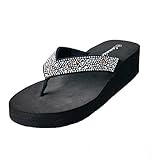 Women's Mid Height Wedge Platform Flip Flops Thong Sandals/Slippers