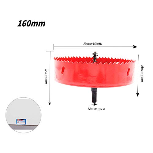 Bi-Metal Hole Saw Drill Bit HSS Hole Cutter with Arbor for Wood and Metal 6-2/7''(160mm)