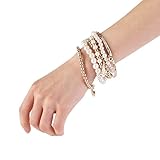 Eiffel Tower Bracelet Pearl Bracelets Jewelry Vintage Pearl Coin Combination Bracelets for Birthday Gift Party Favor (Gold)