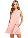 ROMWE Women's Summer Casual Sleeveless Crew Neck Cocktail Party Dress Pink S