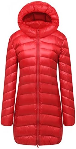 Cloudy Arch Women's Winter Lightweight Packable Hooded Down Coat(Red,L)