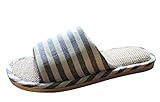 Bronze Times (TM) Unisex Fashion Stripe Open-toes Cotton Flax Flat House Slipper
