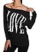 Phoenix Womens Long Sleeve Off Shoulder LOVE Print Tops T-shirt