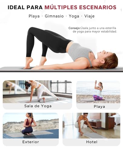 HAPBEAR Non-slip Yoga Towel 188 x 62 cm for with Grip Points | Super absorbent and soft microfiber, ideal for hot yoga, pilates and exercise fitness