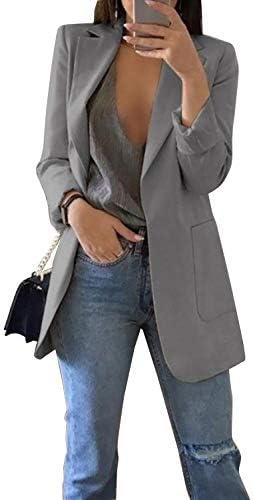 Womens Blazers Spring Autumn Casual Front Open Pockets Wear to Work