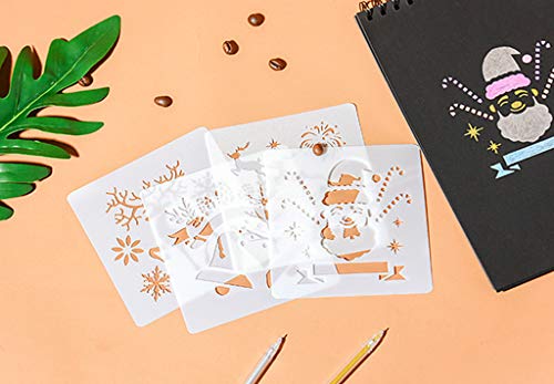 Kinteshun Christmas Bullet Journal Plastic Stencil Drawing Painting Template DIY Kit for Xmas Holiday Planner Album Scrapbooking Card Making(12pcs with Different Patterns)