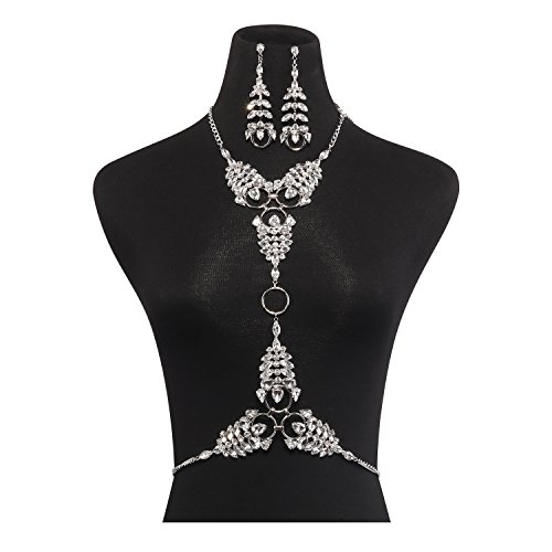 Holylove Statement Body Necklace Earrings White Jewelry Set With Color Box-HLN0004E-White