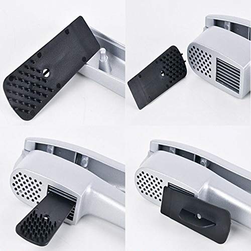 Garlic Press & Slicer - 2 in 1 Handheld Garlic Mincer Crusher Chopper Squeezer with Silicone Tube Peeler and Cleaning Brush Home Kitchen Gadgets, Bonus Vegetable Peeler