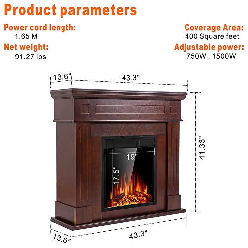 JAMFLY Electric Mantel Fireplace,Wood Package Surround Freestanding