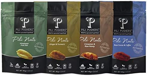 Pili Pushers' Activated Pili Nuts 45g 1.59oz (Pack of 4) (Mixed Flavors)