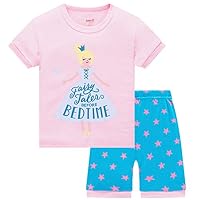 AmberEft Big Girls Pajamas Princess PJs Kids Cotton Shorts Summer Clothes Sleepwear Size 8