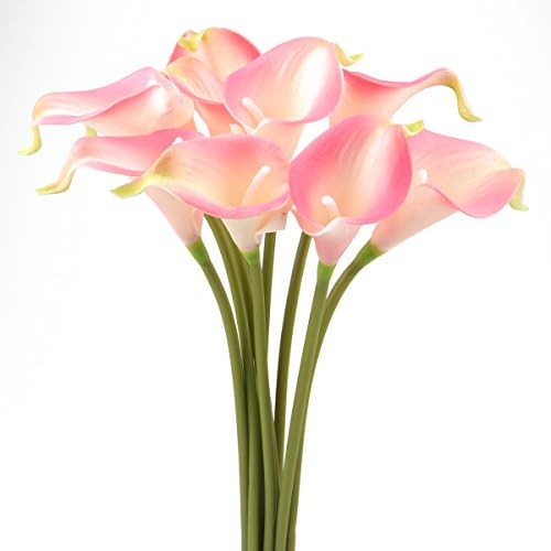 Leagel Calla Lily Bridal Wedding Bouquet Head Lataex Real Touch Flower Bouquets (10, Pink)