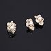 Everrich Crystal Bridal Cream Simulated Pearl Gold Plated Statement Necklace Earrings Jewelry Sets for Women Costume,4 Pairs
