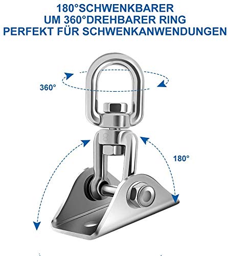 XNX Deckenhaken Hängesessel,Edelstahl Deckenhaken 360° Dreh Schaukelhaken für Betonholz,Hängematte,Veranda Sitz,Stuhl… – Bild 3