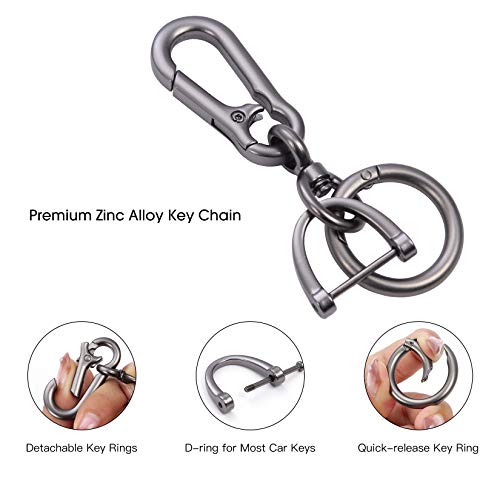 Keychain for Car Keys - Detachable Key Chain with Horseshoe Shape D-Ring and Quick Release Spring Key Rings, Metal Carabiner Clips, Simple Car Accessories Keychains for Men and Women(2Pack/Gun)