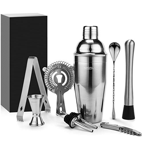 Yissvic Cocktail Set Cocktail Mixer 9-teiliges Cocktail Bar Edelstahl