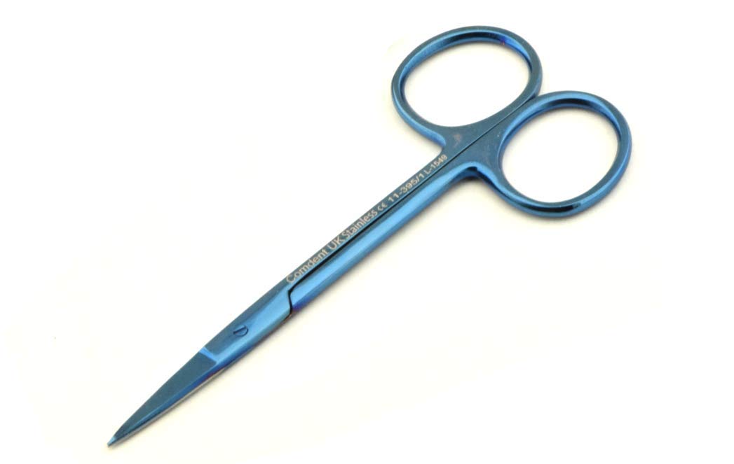 Iris Stitch Scissors, Multi, Blue Titanium Coated Black Color, Pets, Nails, Office, Home use (Blue Titanium)