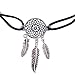 Lux Accessories Black Suede Burnished Silver Tone Dream Catcher Feather Choker