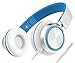 Headphones, Honstek Foldable Lightweight On-Ear Headphones for Kids Girls Adults, Stereo Wired Comfortable Headset Compatible with iPhone iPad PC Xbox Tablets MP4 (White/Blue)thumb 1