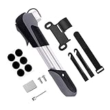 WOTOW Bike Frame Mini Pump, Bicycle Portable Pump Fit Presta & Schrader Tire Repair Patch Kit with Glueless Puncture Cycling inflator 120 PSI No Valve Changing for Road Mountain and BMX Bikes