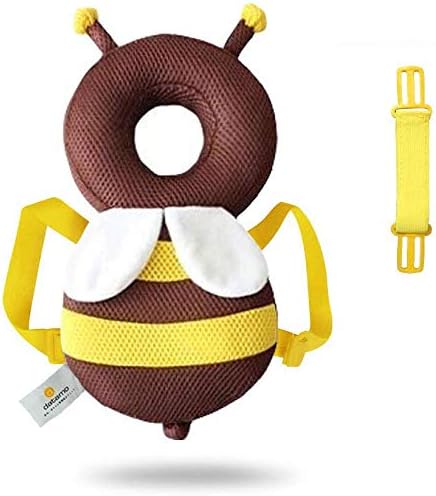ベビーヘッドガード 赤ちゃん転倒防止リュック 可愛いハチ 赤ちゃん 頭 守るリュック 乳幼児用 怪我防止 安全対策 出産祝いプレゼント 固定式 の補助ベルト付き ブラウン Rwenzorisustainable Org