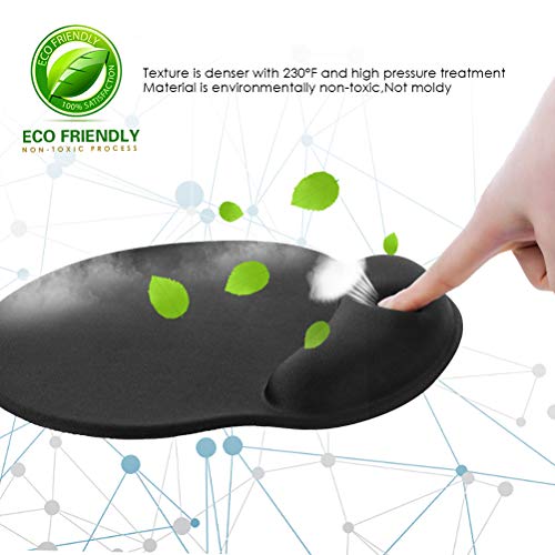 MROCO Ergonomic Mouse Pad with Gel Wrist Rest Comfortable Mouse Pad with Wrist Support, Pain Relief Mousepad with Non-Slip PU Base Mouse Mat for Home, Office & Travel, 9.8 x 8.6 inches, Black