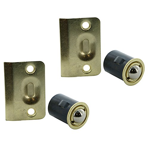 2 Pack ELBA Closet Door Ball Catch Drive-In With Catch (Strike Plate), Door Hardware in Brass Finish, Durable Simple Installation - Thumbnail 5