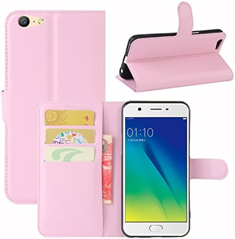 Oppo A57 Case, Fettion Premium PU Leather Wallet Flip Phone Protective Case Cover with Card Slots, Stand Feature and Magnetic Closure for Oppo A57 Smartphone (Wallet - Pink)