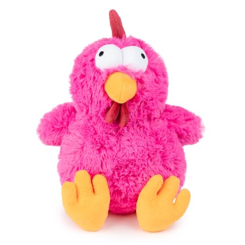 Best Pet Supplies Mrs. Cluck Interactive Squeaky Plush Toy for Small and Medium Breed Puppies or Dogs – Mrs. Cluck (Fuchsia)