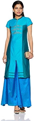 Women Designer Teal Blue Cotton Party Wear Straight Indian Ethnic Kurta Kurti Long Dress