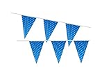 Myparty Birthday Paper Flag Banner Party Decorations Blue With White Stars 8 Feet -10 pcs flags