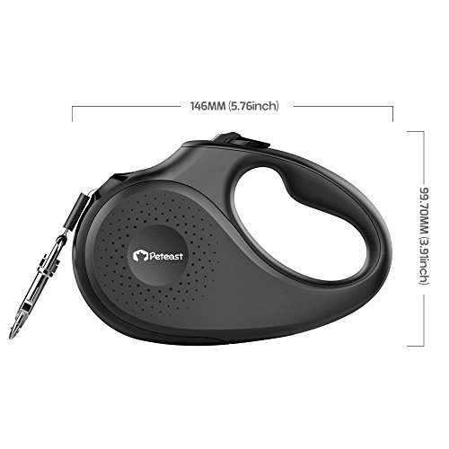 Peteast Retractable Dog Leash Small Breed, Patented Dog Leash for Small Dog, Leash Up to 26lbs, 10ft, Portable Design with One Button Brake/Lock, Comfortable Hand Grip