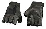 Milwaukee Leather Men's Leather Mesh Combo Fingerless Gloves, Black SH217 (M)