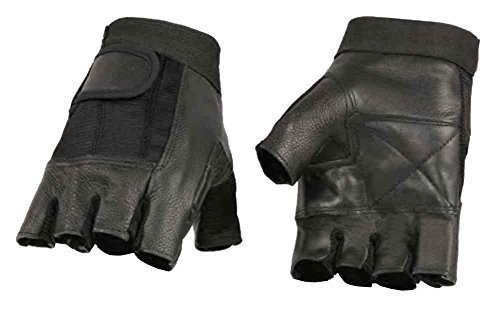 Milwaukee Leather Men's Leather Mesh Combo Fingerless Gloves, Black SH217 (M) Milwaukee Leather Men's Leather Mesh Combo Fingerless Gloves, Black SH217 (M)