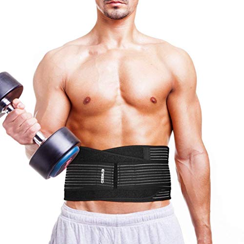 ENKEEO Back Braces Lumbar Lower Belt Support, Relief for Back Pain Support Breathable Brace for men, Dual Adjustable Sciatica Scoliosis Straps for Back Pain & Stress