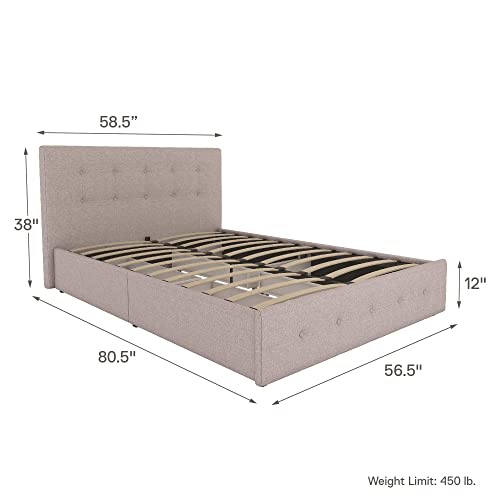 DHP Rose Upholstered Platform Bed with Underbed Storage Drawers and