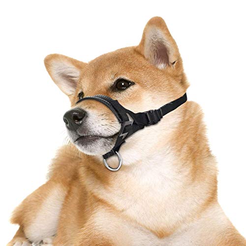 Nylon Dog Muzzle for Small,Medium,Large Dogs Prevent from Biting,Barking and Chewing,Adjustable Loop(M/Black)
