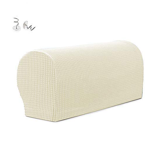 ESRISE Armrest Chair Covers, Stretch Armchair Couch Arm Rest Cover Anti-Slip Spandex Polyester Sofa Chair Arm Caps Slipcovers for Furniture Protector, Set of 2 (Lvory White)