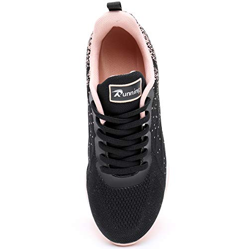 MEHOTO Womens Fashion Lightweight Tennis Walking Shoes Sport Air Fitness Gym Jogging Running Sneakers (Peachblack US 9.5 B(M)