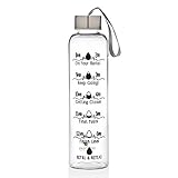 Godinger 20oz Motivational Bottle Fitness Workout Sports Water Bottle with Unique Timeline Measurements Goal Marked Times For Measuring Your Daily Water Intake, BPA Free IMPROVED WRISTBAND AND COVER