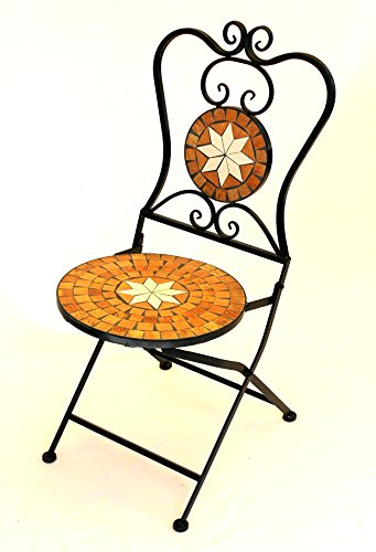 DanDiBo Gartenstuhl Metall Mosaik Merano Stuhl 12002 H-95 cm Metallstuhl Mediterran Wetterfest Bistrostuhl Gartenmöbel Klappstuhl mit Naturstein – Bild 6