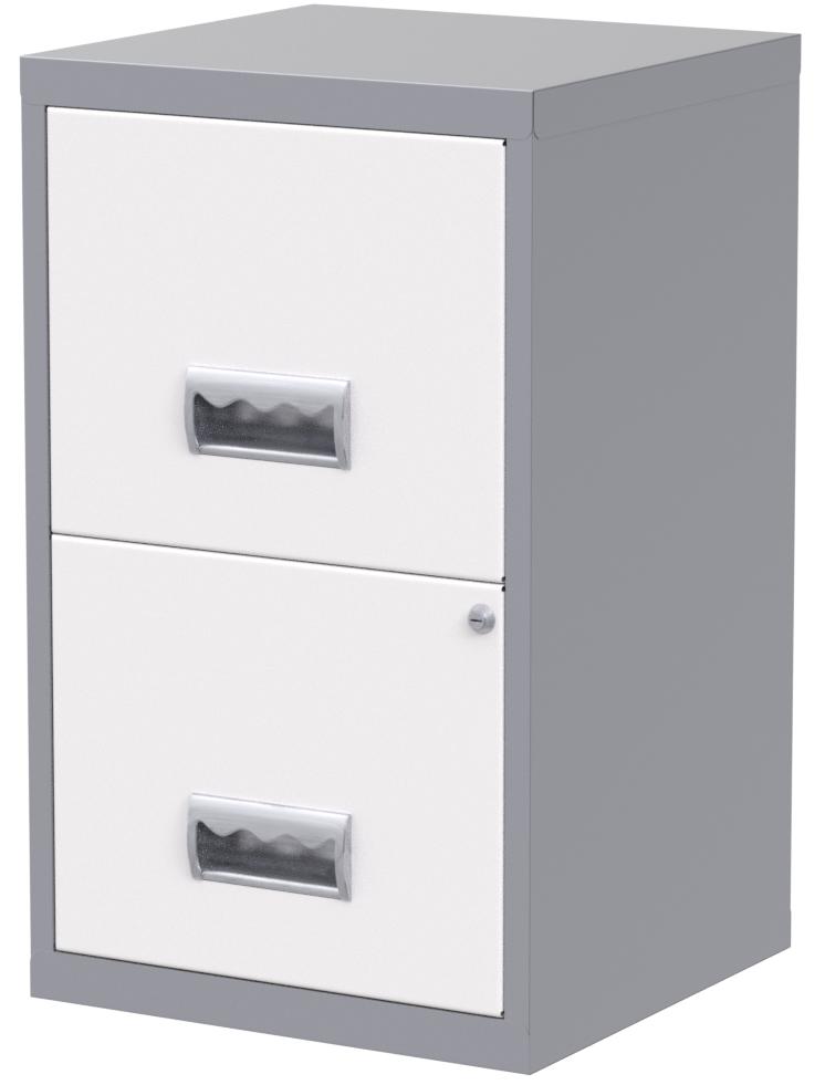 Pierre Henry 2 Drawer Maxi Filing Cabinet A4 Modern Silver White Amazon Co Uk Home Kitchen