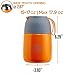 ENERGIFY Vacuum Insulated Food Jar. Large 17oz Bowl incl. Folding Spoon, Cup. Wide Mouth Keep Hot & Cold Drinks Soup Lunch Container for Adults. BPA-Free Stainless Steel, Leak Proof Orange